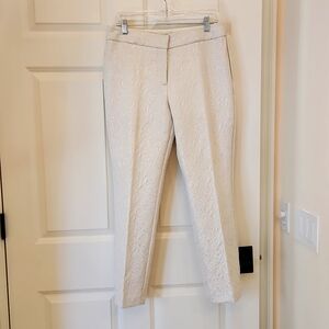 Ann Taylor Factory Signature Fit Ankle Pant, Size 4 (runs lgr), Ivory and Silver